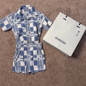 BUNDLE -Burberry Blue and White Plaid Romper 
Variety of sizes
